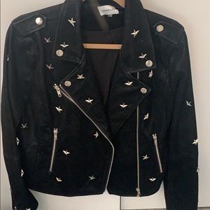 Black suede star studded jacket